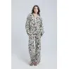 Ensemble chemise et pantalon fluide à motif abstrait noir et blanc - Estelle