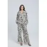 Ensemble chemise et pantalon fluide à motif abstrait noir et blanc - Estelle