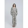Ensemble chemise et pantalon fluide à motif abstrait noir et blanc - Estelle