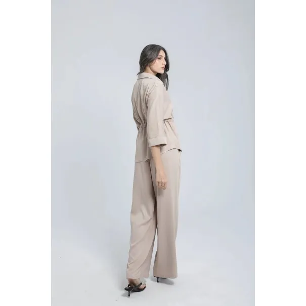 Ensemble fluide avec chemise à cordon et pantalon large - Estelle