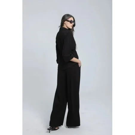 Ensemble fluide avec chemise à cordon et pantalon large - Estelle