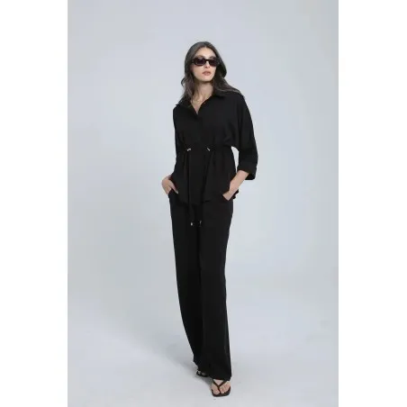 Ensemble fluide avec chemise à cordon et pantalon large - Estelle