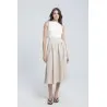 Jupe midi en lin couleur sable - Estelle