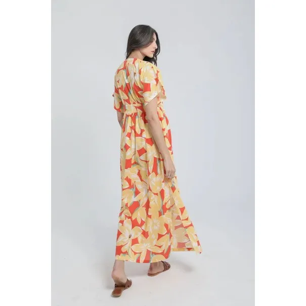 Robe longue à taille marquée et imprimé végétal - Estelle Robe longue à taille marquée et imprimé végétal - Estelle