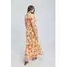 Robe longue à taille marquée et imprimé végétal - Estelle