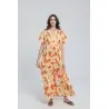 Robe longue à taille marquée et imprimé végétal - Estelle