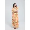 Robe longue à taille marquée et imprimé végétal - Estelle