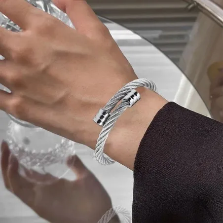 Stainless steel charm leather bracelet - ALBERTO RICCI