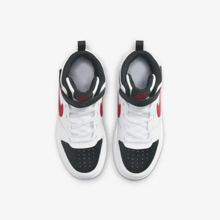 Nike Enfant – Nike Court Borough Mid 2 – Blanc/Noir/Rouge université - NIKE
