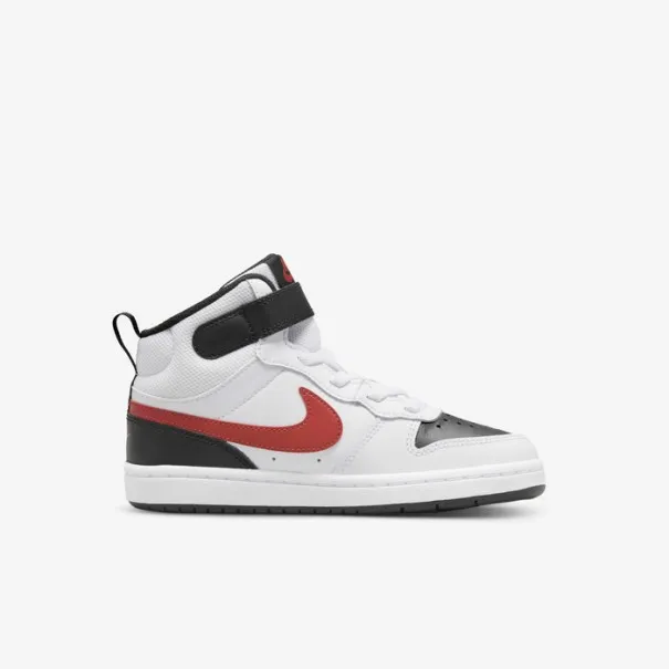 Nike Enfant – Nike Court Borough Mid 2 – Blanc/Noir/Rouge université - NIKE