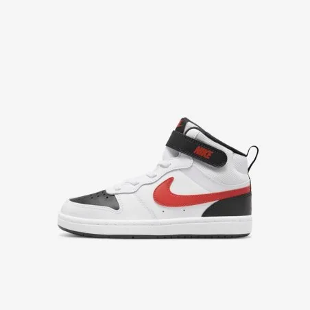 Nike Enfant – Nike Court Borough Mid 2 – Blanc/Noir/Rouge université - NIKE