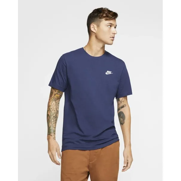 Nike Homme – Club Nike Sportswear T-shirt – bleu marine/blanc - NIKE