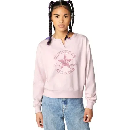 Converse Femme – Sweat-shirt ras du cou avec patch Chuck Taylor – À peine rose - CONVERSE