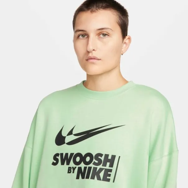 Nike Femme – Sweat-shirt ras du cou en polaire surdimensionné Nike – Vert vapeur/noir - NIKE