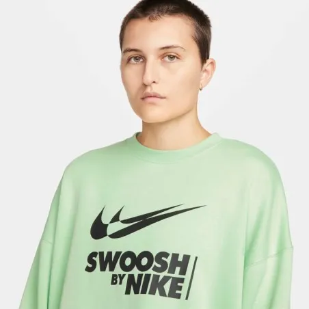 Nike Femme – Sweat-shirt ras du cou en polaire surdimensionné Nike – Vert vapeur/noir - NIKE