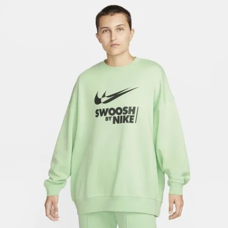 Nike Femme – Sweat-shirt ras du cou en polaire surdimensionné Nike – Vert vapeur/noir - NIKE