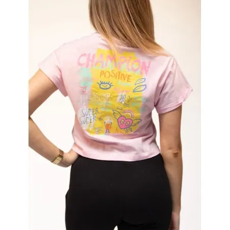 Champion -T-shirt de sport à manches courtes pour fille – Rose minimaliste - CHAMPION
