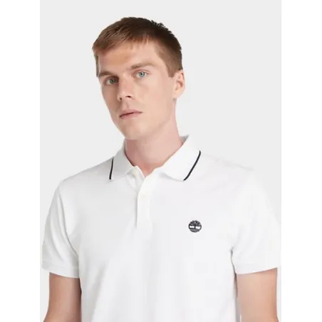 Timberland Homme – POLO À COL IMPRIMÉ MILLERS RIVER POUR HOMMES TIMBERLAND – Blanc - TIMBERLAND