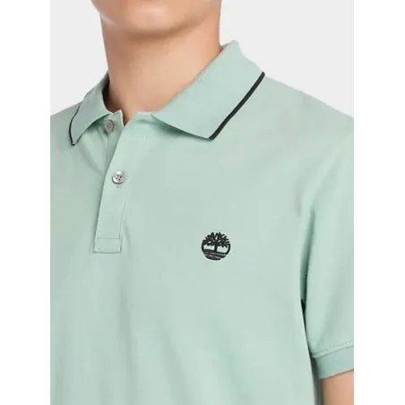 Timberland Homme – TIMBERLAND MILLERS RIVER COL IMPRIMÉ MANCHES COURTES – Vert - TIMBERLAND
