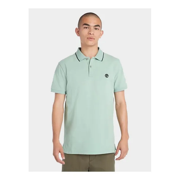 Timberland Homme – TIMBERLAND MILLERS RIVER COL IMPRIMÉ MANCHES COURTES – Vert - TIMBERLAND