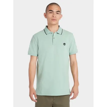 Timberland Homme – TIMBERLAND MILLERS RIVER COL IMPRIMÉ MANCHES COURTES – Vert - TIMBERLAND
