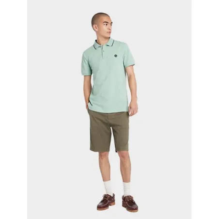 Timberland Homme – TIMBERLAND MILLERS RIVER COL IMPRIMÉ MANCHES COURTES – Vert - TIMBERLAND