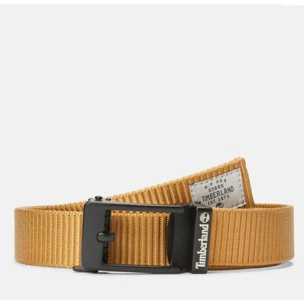 Timberland Homme – Ceinture Web Timberland 35 mm avec boucle à pression – Jaune - TIMBERLAND