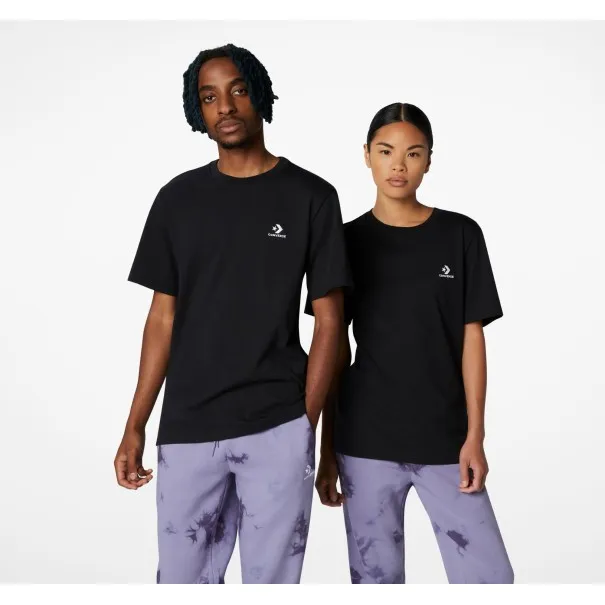 Converse – T-shirt coupe standard Converse Go-To brodé avec motif étoile et chevron – Noir - CONVERSE