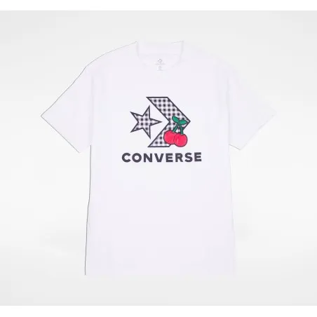 Converse Femme – T-shirt à chevrons et étoiles cerises – Blanc - CONVERSE