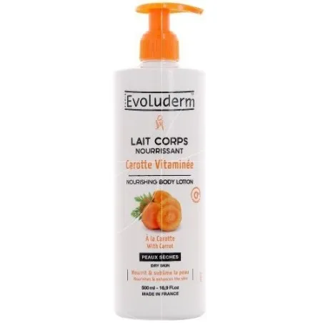 Evoluderm Lait Corps Nourrissant Carotte Vitaminée Peaux Sèches 500 Ml - EVOLUDERM