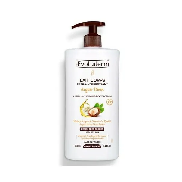 Evoluderm Lait Corps Ultra-Nourrissant Argan Divin 1 Litre - evoluderm