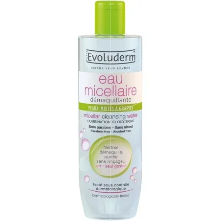 Evoluderm Eau Micellaire Démaquillante Peaux Mixtes À Grasses 500 Ml - EVOLUDERM
