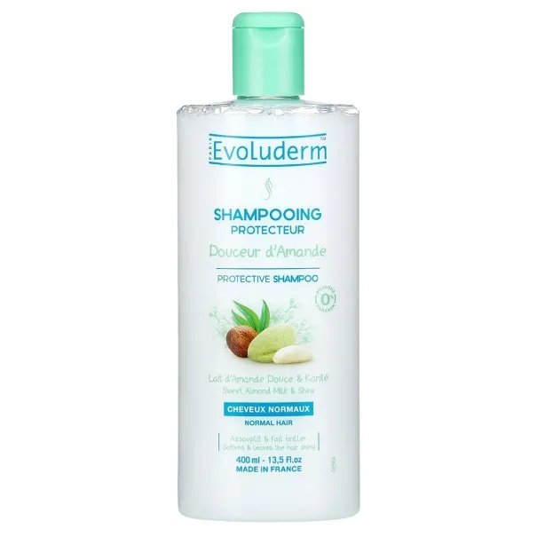 EVOLUDERM Shampoing Protecteur Douceur D'Amande Pour Brillance Des Cheveux 400 Ml - evoluderm