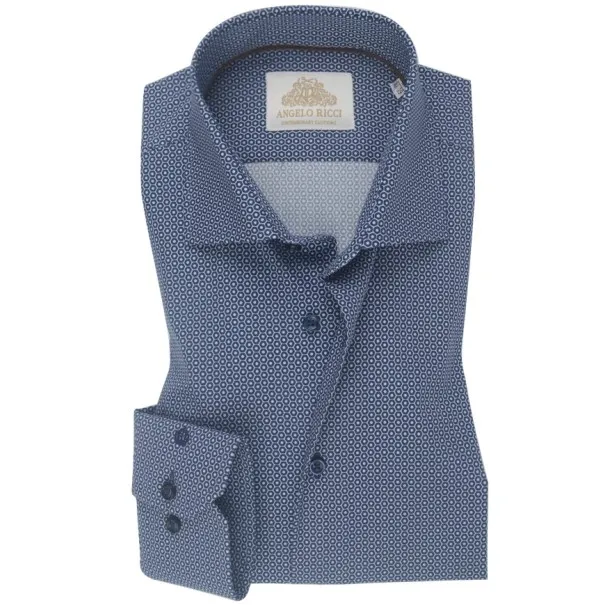Chemise Homme Angelo Ricci Regular Fit à motifs- Bleu Marine - Angelo Ricci