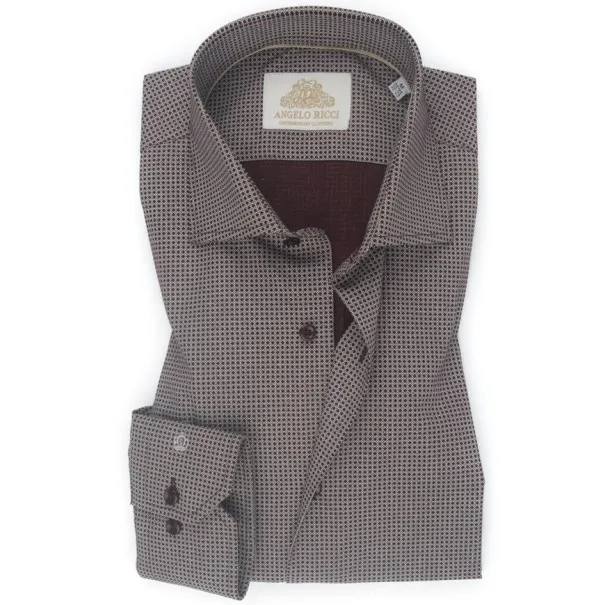 Chemise Homme Angelo Ricci Regular Fit à motifs Marron - Angelo Ricci