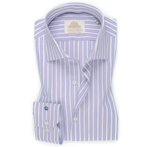 Chemise femme blanche à Rayures mauve - Angelo Ricci
