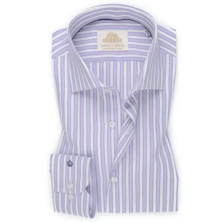 Chemise femme blanche à Rayures mauve - Angelo Ricci
