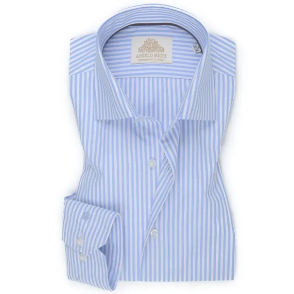 Chemise Homme blanche à Rayures bleu - Angelo Ricci