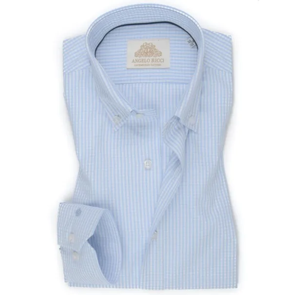 Chemise Homme Angelo Ricci Regular Fit en Coton à Carreaux - Bleu et Blanc - Angelo Ricci