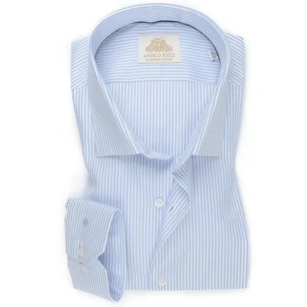 Chemise Homme blanche à Rayures Bleues - Angelo Ricci
