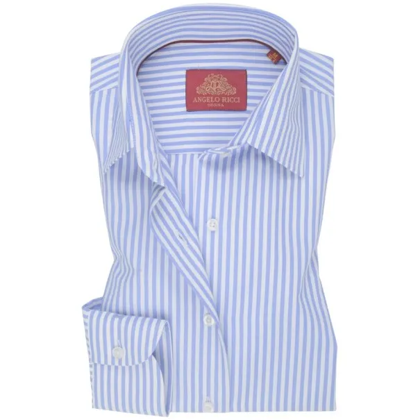 Chemise Homme Angelo Ricci Regular Fit en Popeline à Rayures Bleues et Blanches - Angelo Ricci