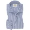 Chemise Homme Angelo Ricci Regular Fit en Popeline Rayée - Bleu Ciel et Blanc - Angelo Ricci