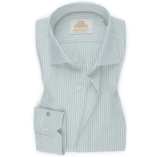 Chemise Homme Angelo Ricci Regular Fit en Popeline Rayée - Rose Clair et Blanc - Angelo Ricci