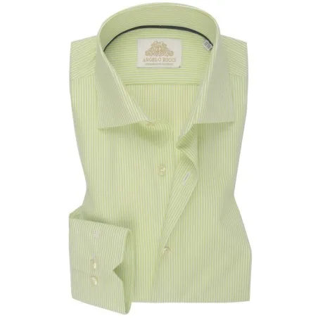 Chemise Homme Angelo Ricci Regular Fit en Popeline Rayée - Jaune Clair et Blanc - Angelo Ricci
