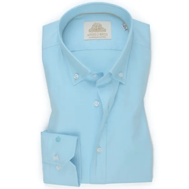 Chemise Homme Angelo Ricci Regular Fit en Oxford Uni - Bleu Azur - Angelo Ricci