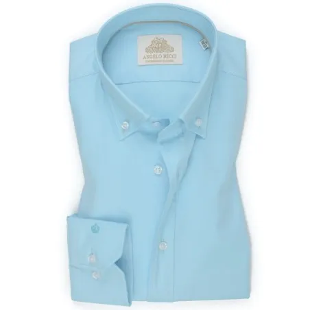 Chemise Homme Angelo Ricci Regular Fit en Oxford Uni - Bleu Azur - Angelo Ricci
