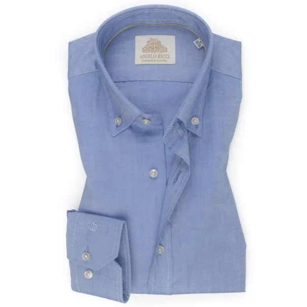 Chemise Homme Angelo Ricci Regular Fit en Oxford Uni - Bleu Clair - Angelo Ricci