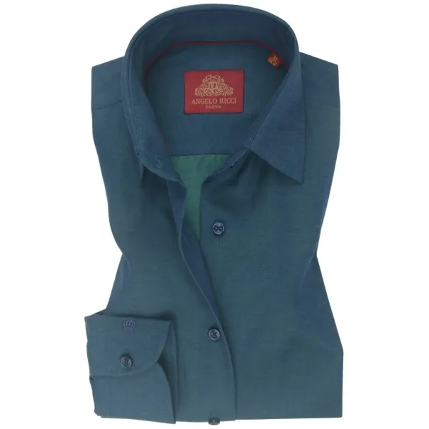 Chemise Femme Angelo Ricci Regular Fit en Twill Royale - Vert Émeraude - Angelo Ricci
