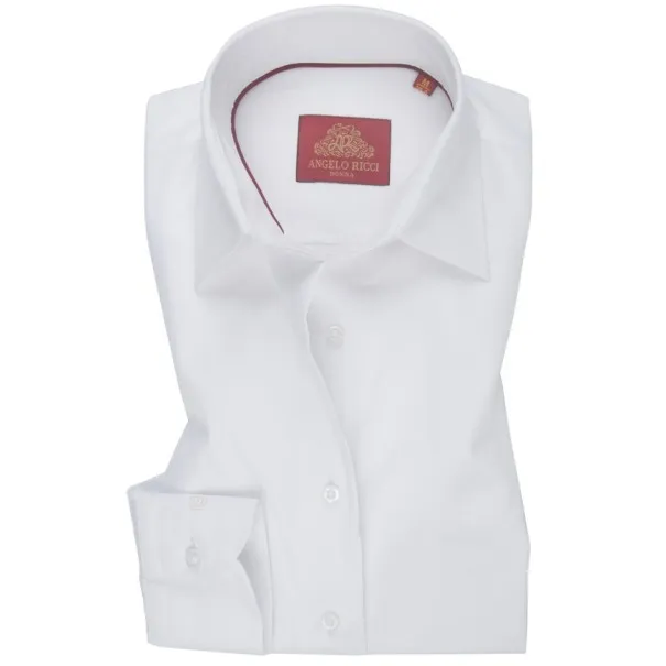 Chemise Femme Angelo Ricci Regular Fit en Twill Royale - Blanc Pur - Angelo Ricci
