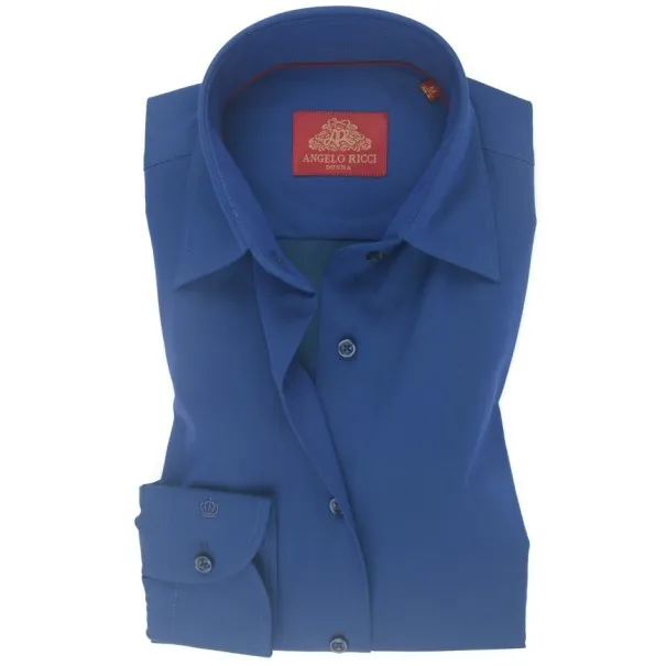 Chemise Femme Angelo Ricci Regular Fit en Twill Royale - Bleu Saphir - Angelo Ricci